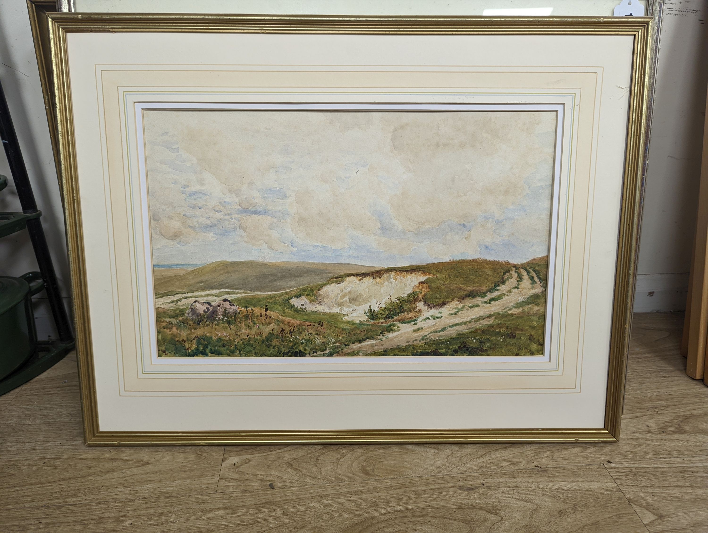 Robert Thorne Waite (1842-1935), watercolour, Chalk pit in a landscape, 32 x 52cm